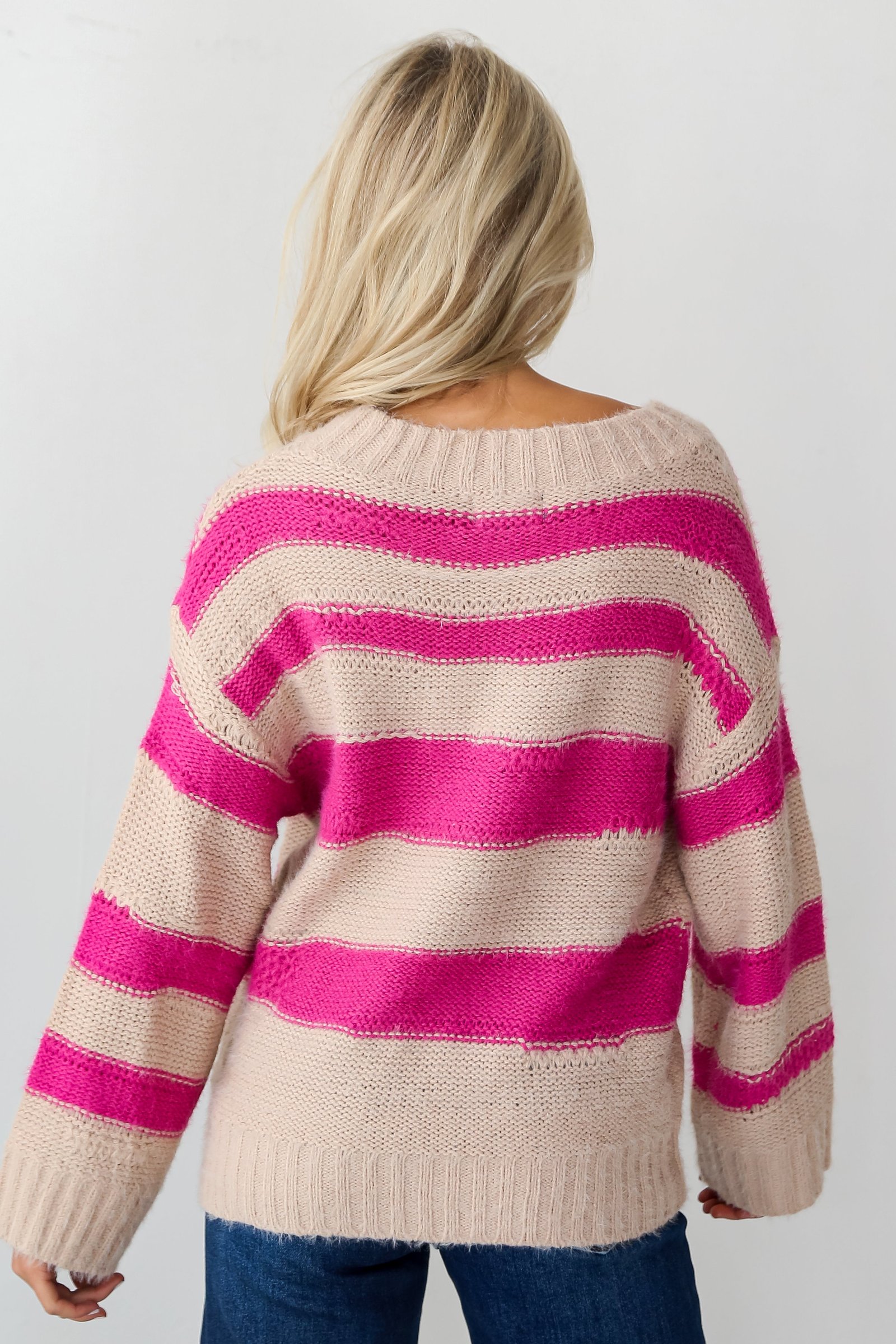 I Know What I Want Pink Striped Sequin Oversized Sweater